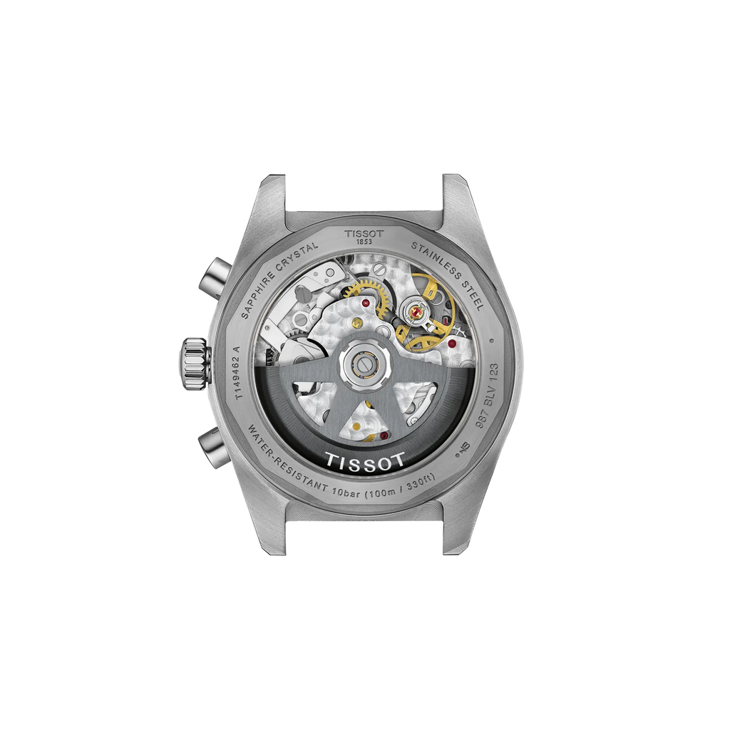 RELOJ TISSOT PRX516, AUTOMCÁTICO, ESFERA BLANCA, BRAZALETE DE ACERO, CRONCÓGRAFO, 41 MM