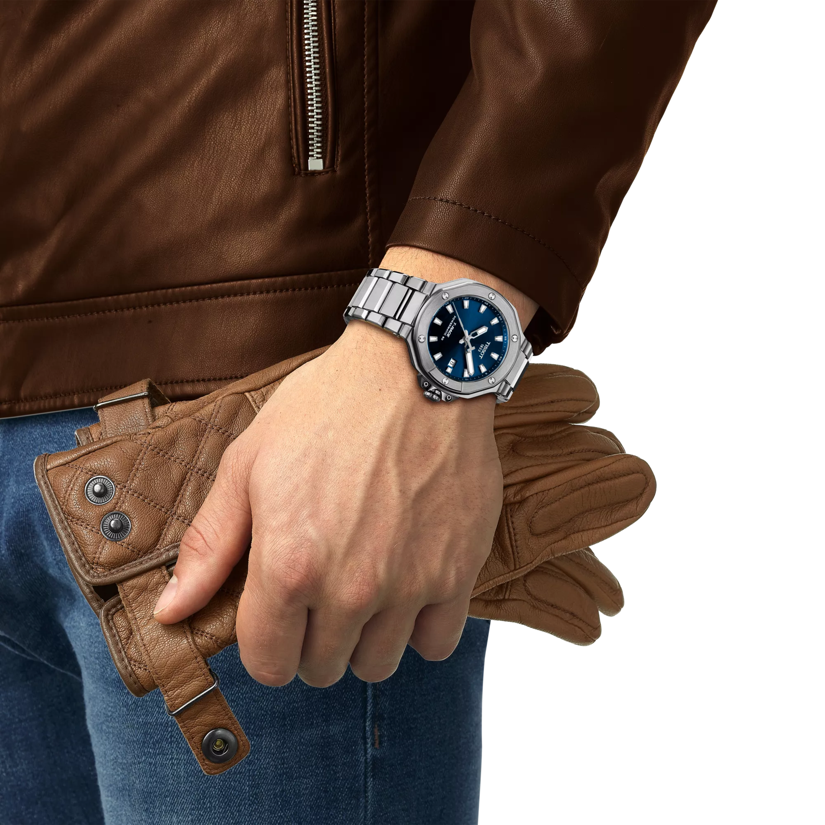 RELOJ TISSOT T-RACE, AUTOMCÁTICO, ESFERA AZUL, BRAZALETE DE ACERO, FECHA, 41 MM
