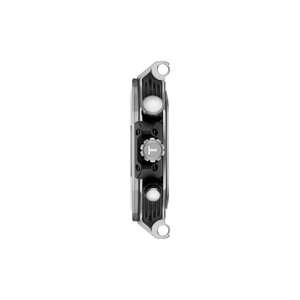 RELOJ TISSOT T-RACE, CUARZO, ESFERA BLANCA, BRAZALETE DE ACERO, CRONCÓGRAFO, 45 MM