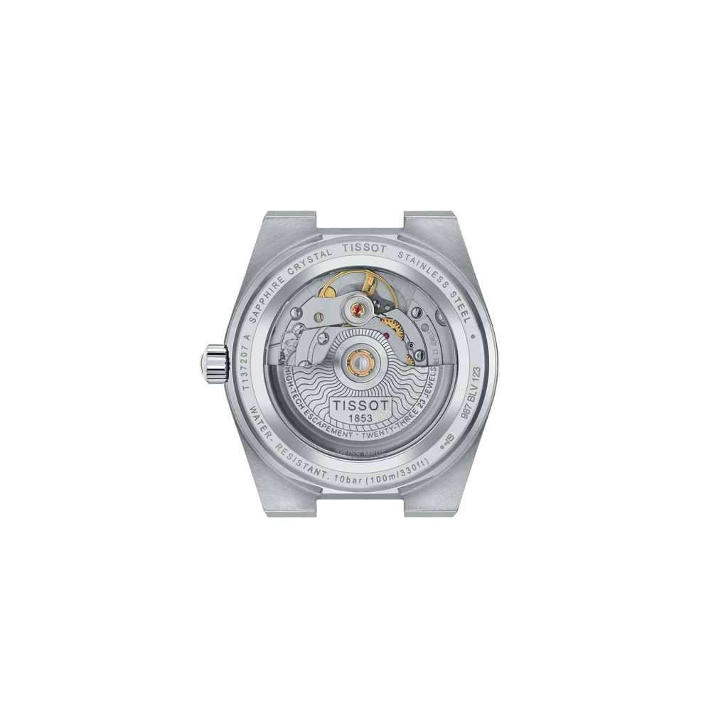 RELOJ TISSOT PRX, AUTOMCÁTICO, ESFERA VERDE, BRAZALETE DE ACERO, FECHA, 35 MM