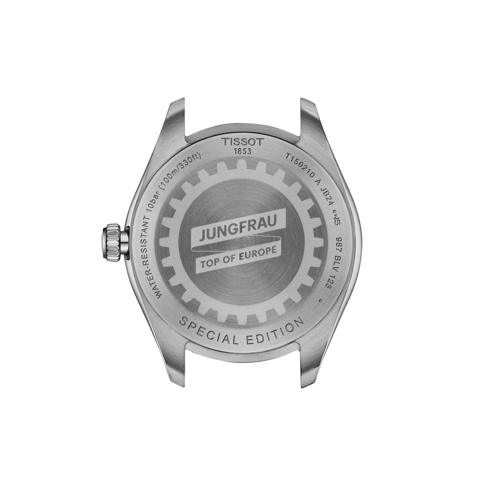 RELOJ TISSOT PR 100 JUNGFRAUBAHN, CUARZO, ESFERA GRIS, BRAZALETE DE ACERO GRIS, 34 MM