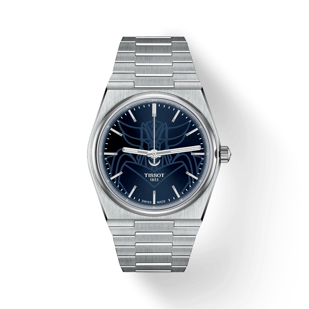 RELOJ TISSOT PRX UFO ROBOT GRENDIZER, AUTOMCÁTICO, ESFERA AZUL, BRAZALETE DE ACERO, EDICICÓN ESPECIAL, 40 MM