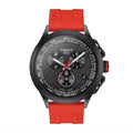 RELOJ TISSOT T-RACE CYLCING LA VUELTA SE2023, CUARZO, ESFERA NEGRA, FAJA DE CAUCHO ROJA, CRONCÓGRAFO, 45 MM
