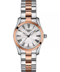 RELOJ TISSOT T-WAVE, CUARZO, ESFERA DE MADRE PERLA BLANCA, BRAZALETE DE ACERO PVD, 30 MM