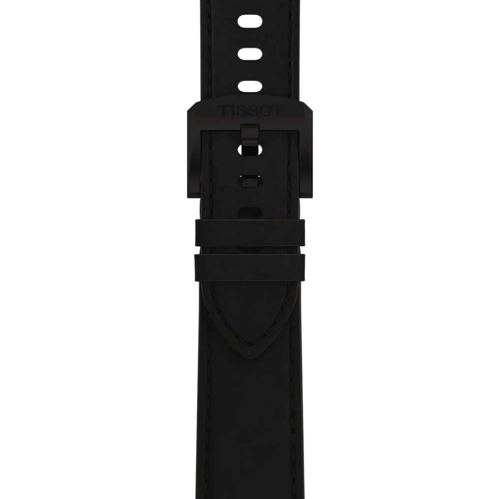 RELOJ TISSOT PR100 SOLAR, ESFERA NEGRA, BRAZALETE DE CUERO NEGRO, FECHA, 39 MM