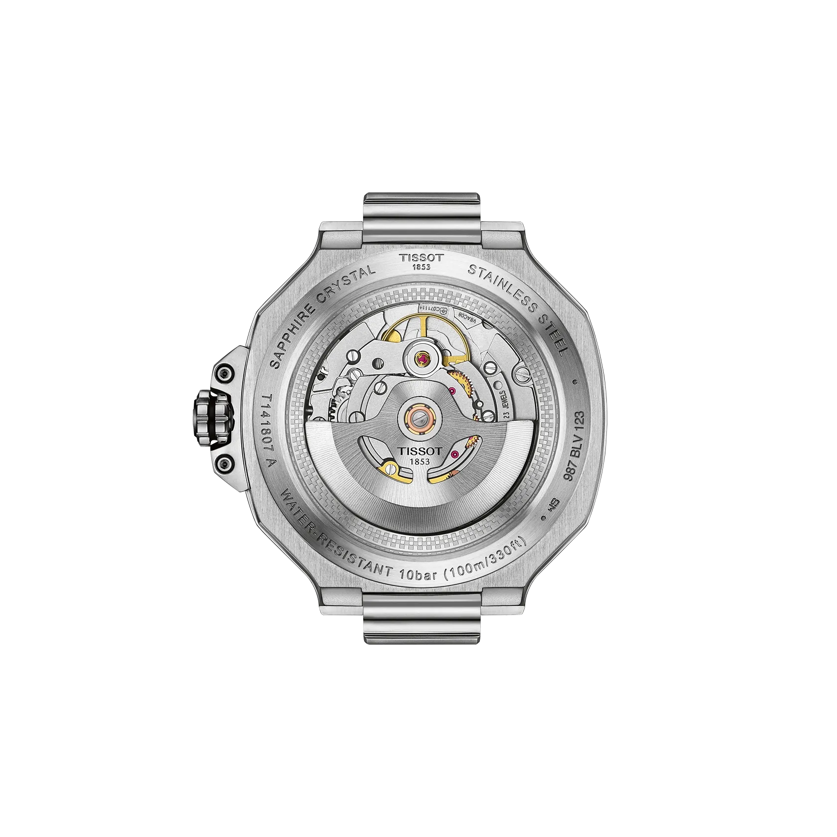 RELOJ TISSOT T-RACE, AUTOMCÁTICO, ESFERA AZUL, BRAZALETE DE ACERO, FECHA, 41 MM