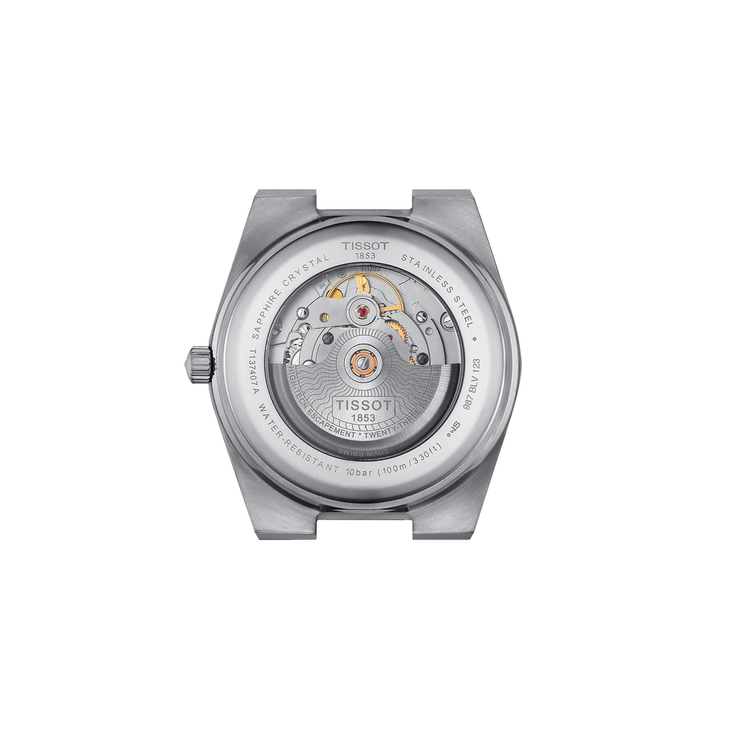 RELOJ TISSOT PRX, AUTOMCÁTICO, ESFERA AZUL CIELO CAMALECÓNICO, BRAZALETE DE ACERO, FECHA, 40 MM