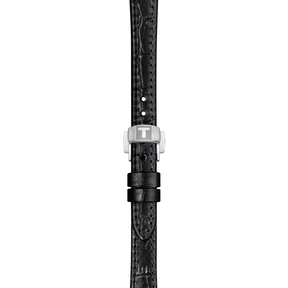 RELOJ TISSOT BELLISSIMA, CUARZO, ESFERA BLANCA, FAJA DE CUERO NEGRA, FECHA, 26 MM