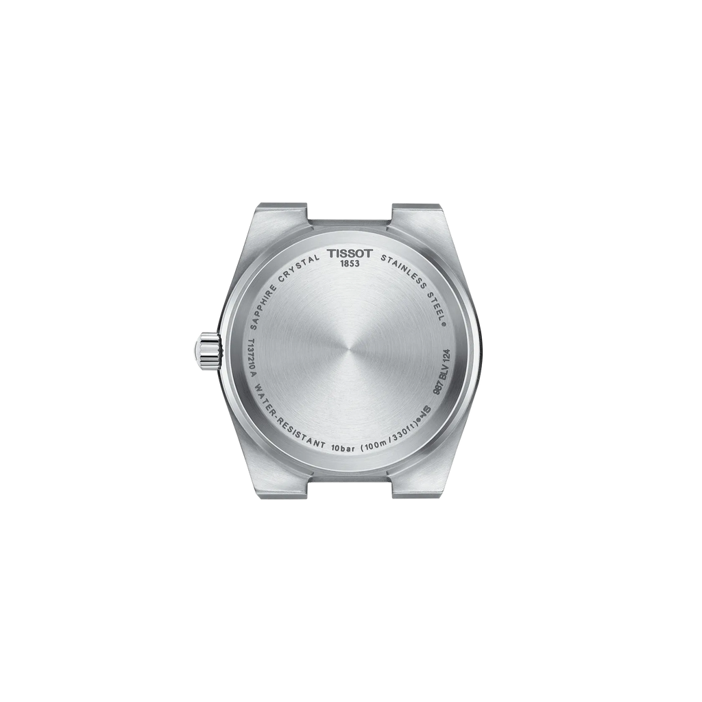 RELOJ TISSOT PRX, CUARZO, ESFERA CELESTE, BRAZALETE DE ACERO, FECHA, 35 MM