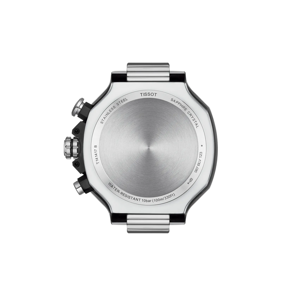 RELOJ TISSOT T-RACE, CUARZO, ESFERA BLANCA, BRAZALETE DE ACERO, CRONCÓGRAFO, 45 MM