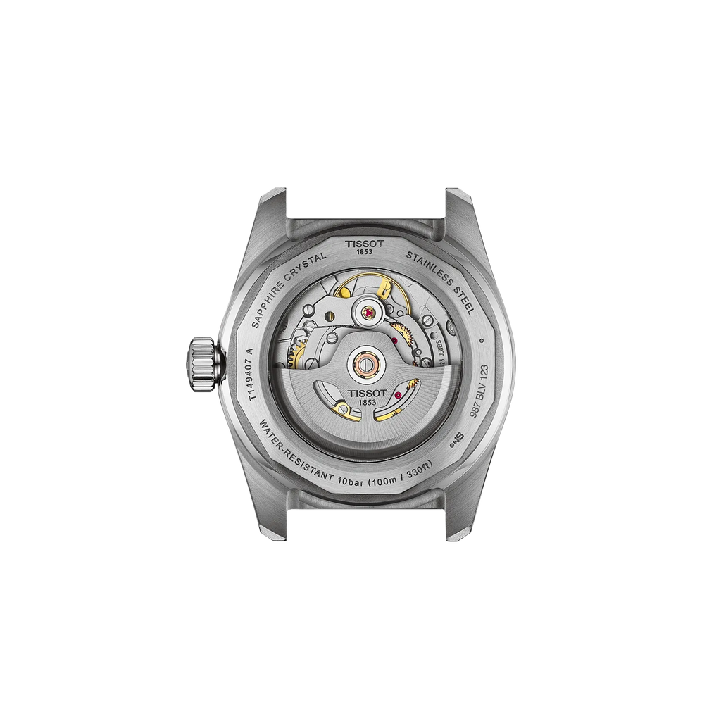 RELOJ TISSOT PR516, AUTOMCÁTICO, ESFERA AZUL, FAJA DE CUERO AZUL, FECHA, 38 MM