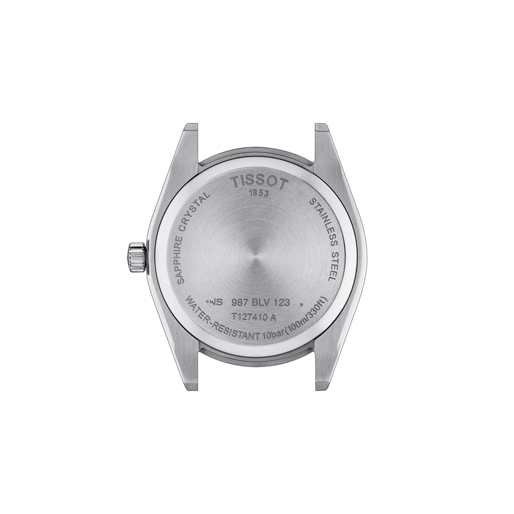 RELOJ TISSOT GENTLEMAN, CUARZO, ESFERA NEGRA, BRAZALETE DE ACERO, FECHA, 40 MM