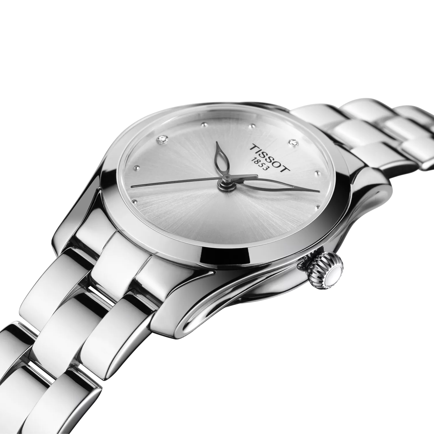 RELOJ TISSOT T-WAVE, CUARZO, ESFERA GRIS, BRAZALETE DE ACERO, 30 MM