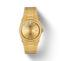 RELOJ TISSOT PRX, CUARZO, ESFERA DORADA, BRAZALETE DE ACERO PVD TONO ORO, FECHA, 35 MM