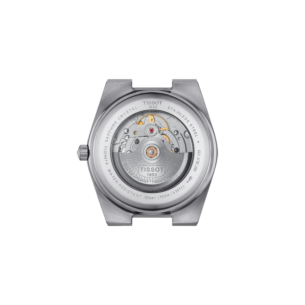 RELOJ TISSOT PRX, AUTOMCÁTICO, ESFERA AZUL, FAJA DE CUERO AZUL, FECHA, 40 MM