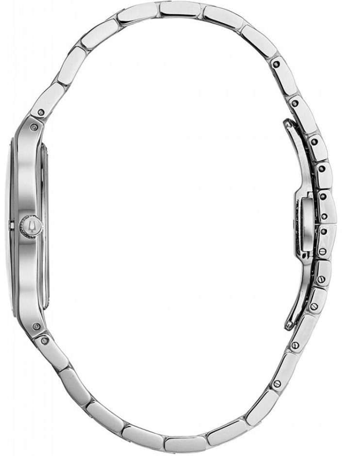 RELOJ BULOVA DIAMOND, CUARZO, ESFERA NEGRO, BRAZALETE DE ACERO, DIAMANTES, 28 MM