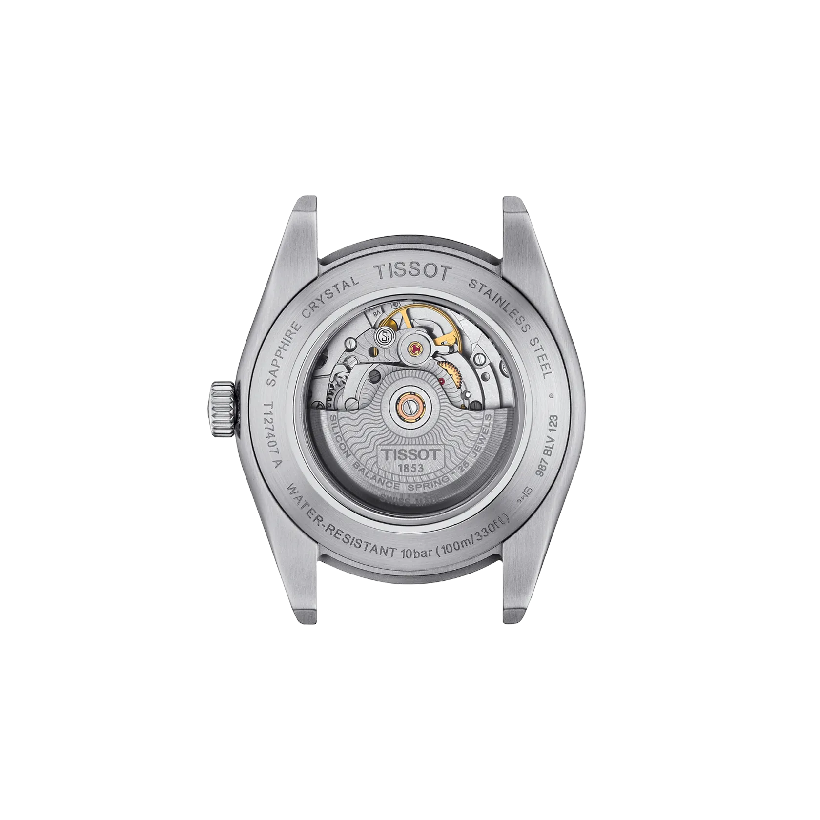 RELOJ TISSOT GENTLEMAN, AUTOMCÁTICO, ESFERA NEGRA, BRAZALETE DE ACERO, FECHA, 40 MM