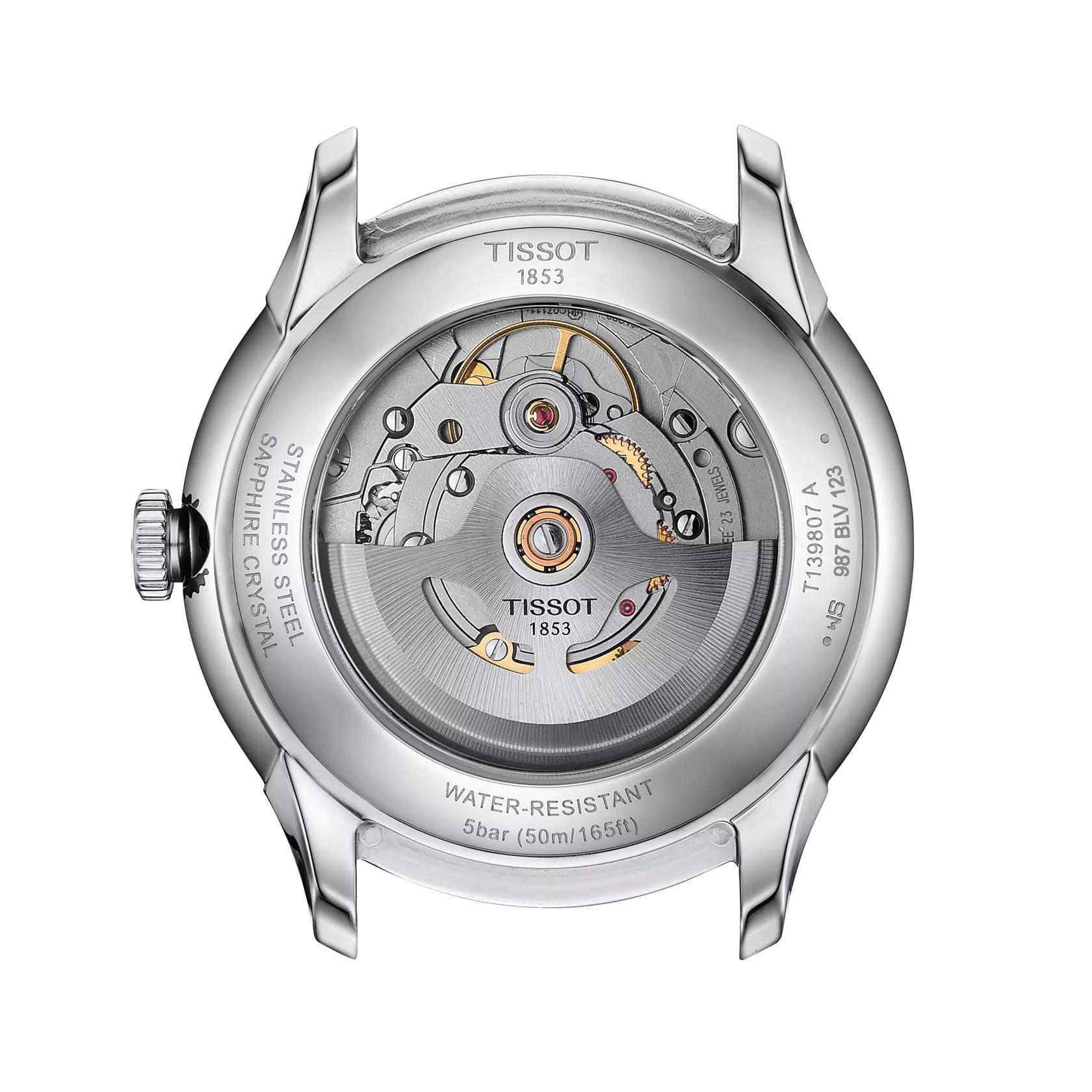 RELOJ TISSOT CHEMIN DES TOURELLES, AUTOMCÁTICO, ESFERA GRIS, BRAZALETE DE ACERO, FECHA, 39 MM