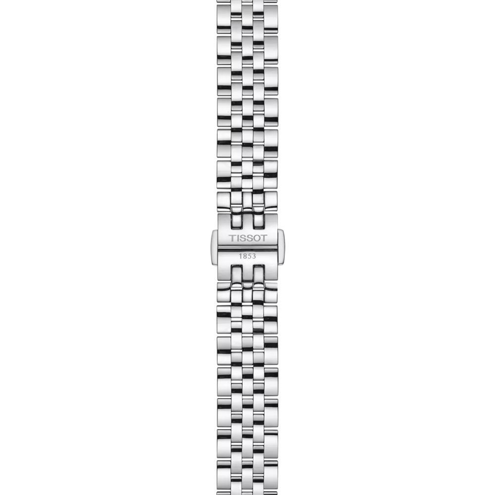 RELOJ TISSOT LE LOCLE GOLD, AUTOMCÁTICO, ESFERA GRIS, BRAZALETE DE ACERO, FECHA, DIAMANTES, 29 MM