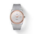 RELOJ TISSOT PRX, AUTOMCÁTICO, ESFERA GRIS, BRAZALETE DE ACERO, FECHA, 40 MM