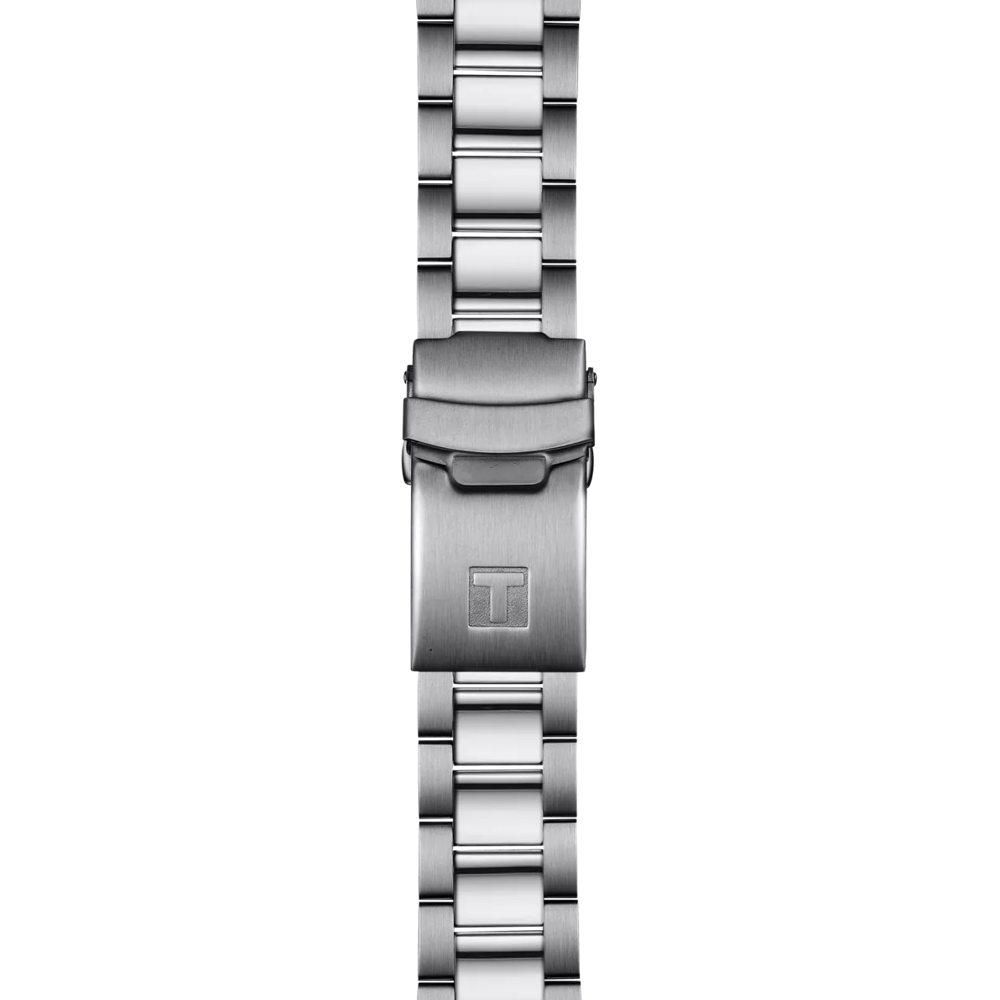 RELOJ TISSOT SEASTAR 1000, CUARZO, ESFERA NEGRA, BRAZALETE DE ACERO, FECHA, 40 MM