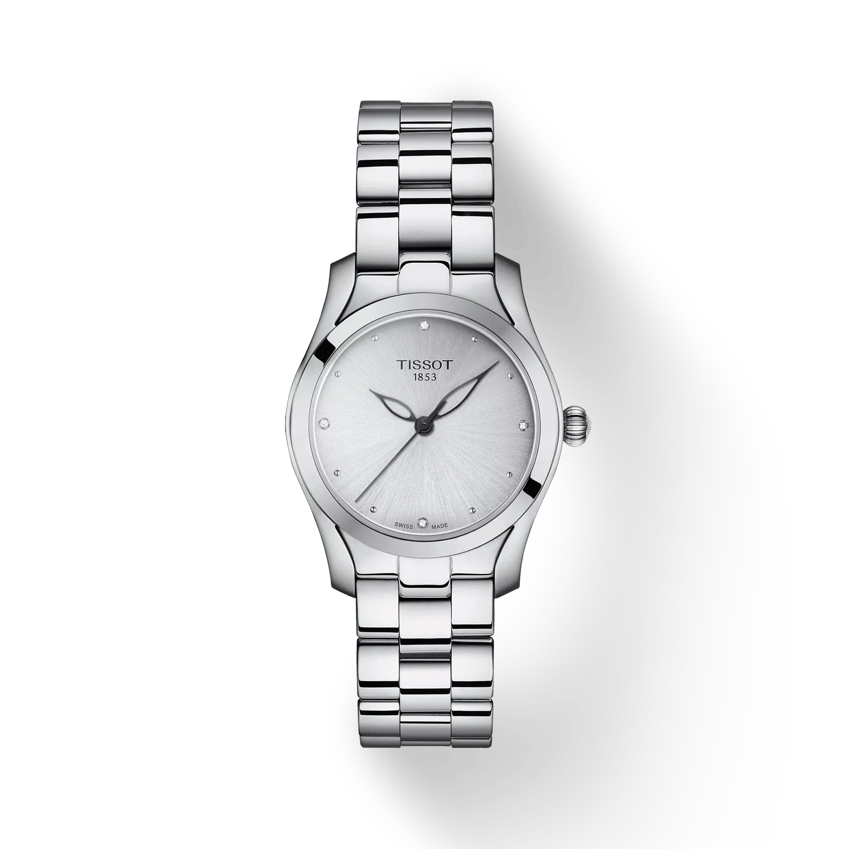 RELOJ TISSOT T-WAVE, CUARZO, ESFERA GRIS, BRAZALETE DE ACERO, 30 MM