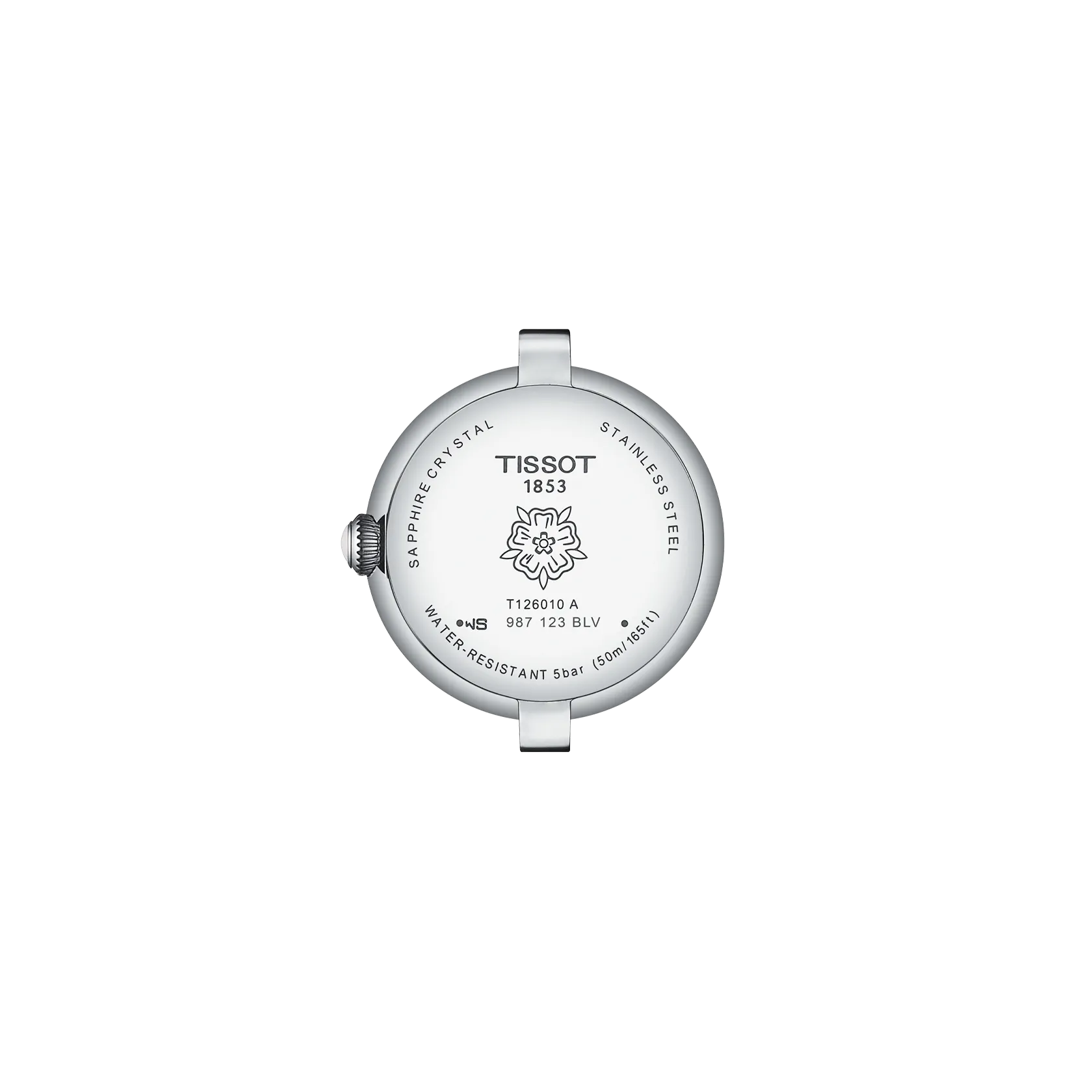 RELOJ TISSOT BELLISSIMA, CUARZO, ESFERA BLANCA, FAJA DE CUERO NEGRA, FECHA, 26 MM