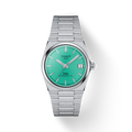 RELOJ TISSOT PRX, AUTOMCÁTICO, ESFERA TURQUESA, BRAZALETE DE ACERO, FECHA
