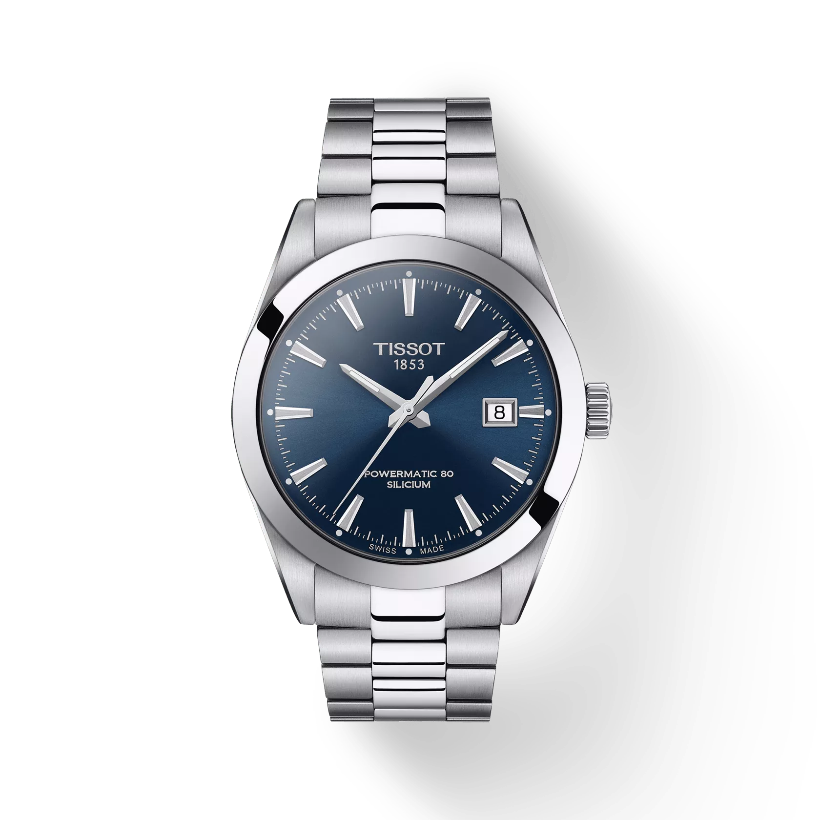 RELOJ TISSOT GENTLEMAN, AUTOMCÁTICO, ESFERA AZUL, BRAZALETE DE ACERO, FECHA, 40 MM