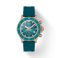 RELOJ TISSOT SEASTAR 1000, CUARZO, ESFERA TURQUESA, BRAZALETE DE CAUCHO TURQUESA, CRONCÓGRAFO, 38 MM