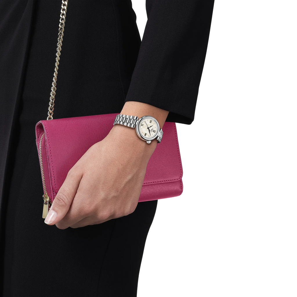 RELOJ TISSOT DESIR, CUARZO, ESFERA DE MADRE PERLA, BRAZALETE DE ACERO, 28 MM