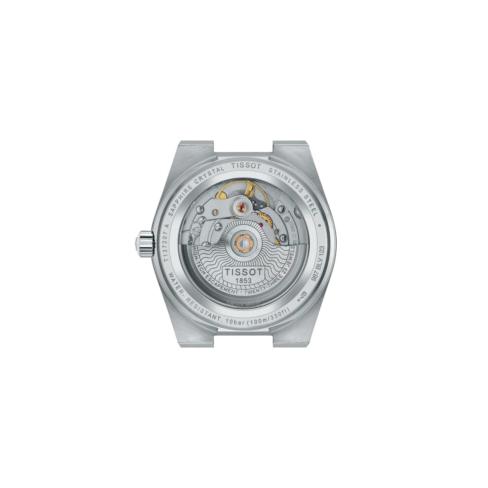 RELOJ TISSOT PRX, AUTOMCÁTICO, ESFERA CELESTE, BRAZALETE DE ACERO, FECHA, 35 MM