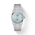 RELOJ TISSOT PRX, AUTOMCÁTICO, ESFERA CELESTE, BRAZALETE DE ACERO, FECHA, 35 MM