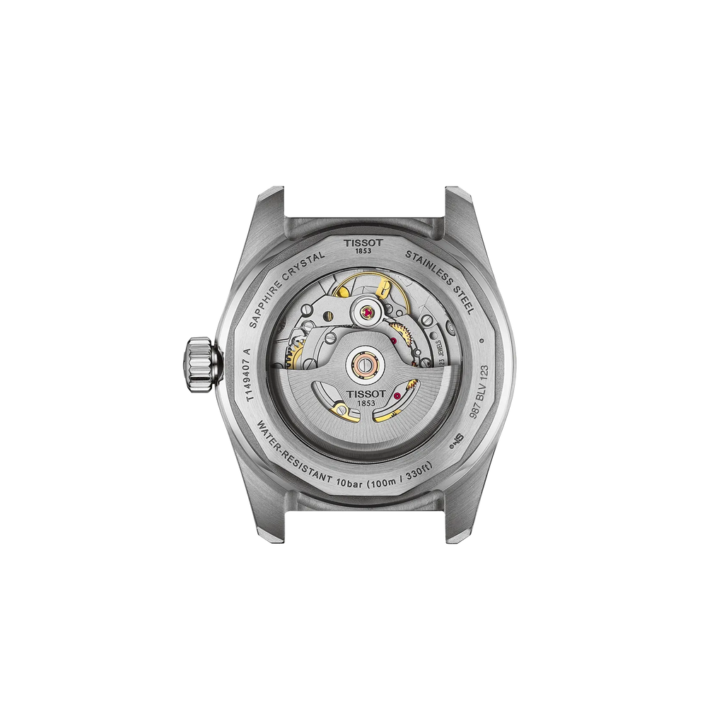 RELOJ TISSOT PR516, AUTOMCÁTICO, ESFERA NEGRA, BRAZALETE DE ACERO, FECHA, 38 MM