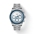 RELOJ TISSOT PRX516, AUTOMCÁTICO, ESFERA BLANCA, BRAZALETE DE ACERO, CRONCÓGRAFO, 41 MM