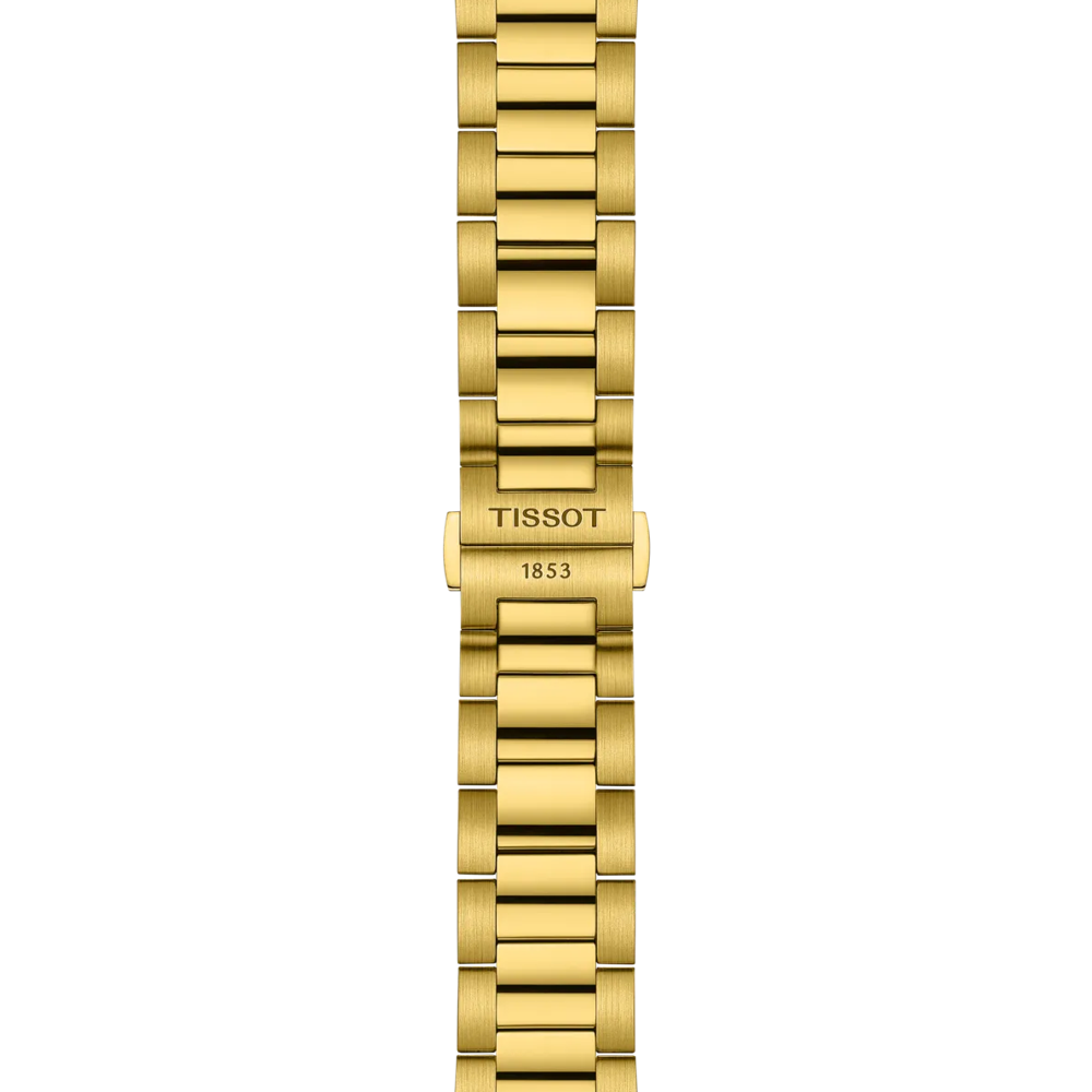 RELOJ TISSOT PR 100, CUARZO, ESFERA GRIS, BRAZALETE DE ACERO PVD, CRONÓGRAFO, 40 MM