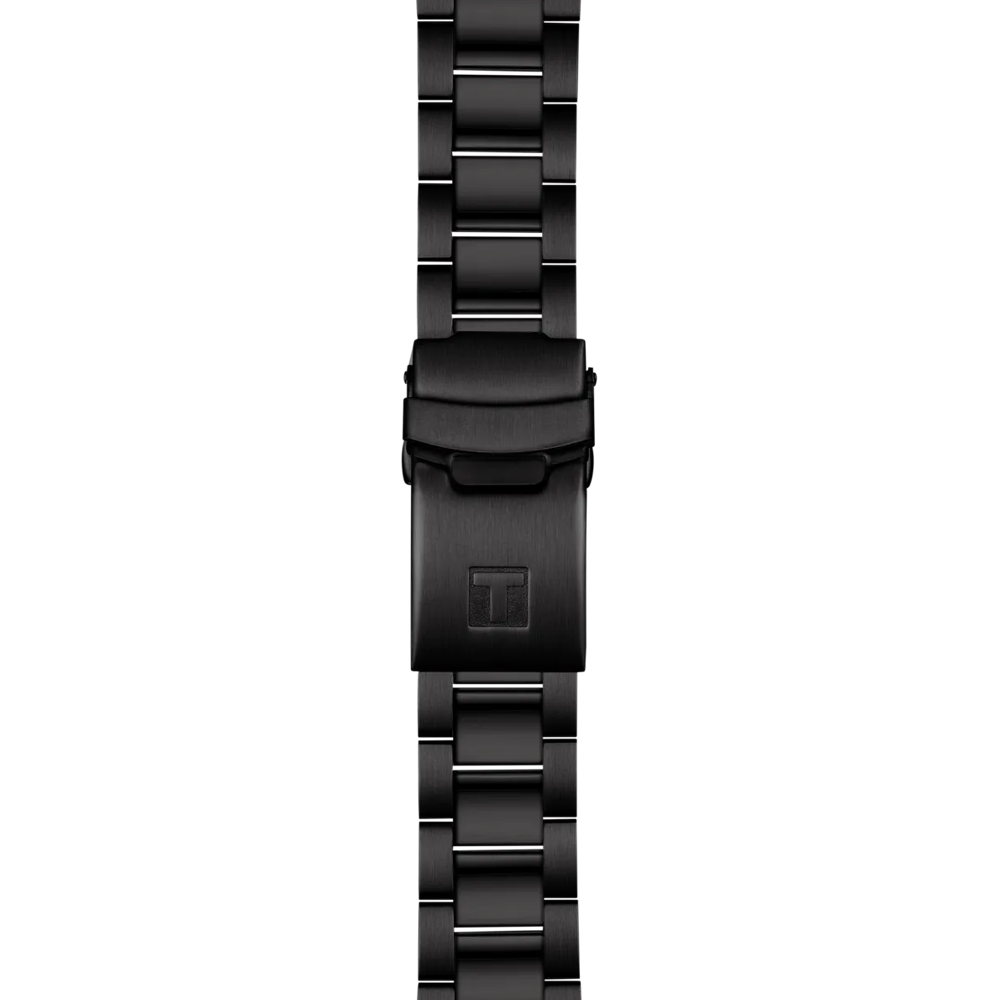 RELOJ TISSOT SEASTAR 1000, CUARZO, ESFERA NEGRA, BRAZALETE DE ACERO PVD, FECHA, 40 MM