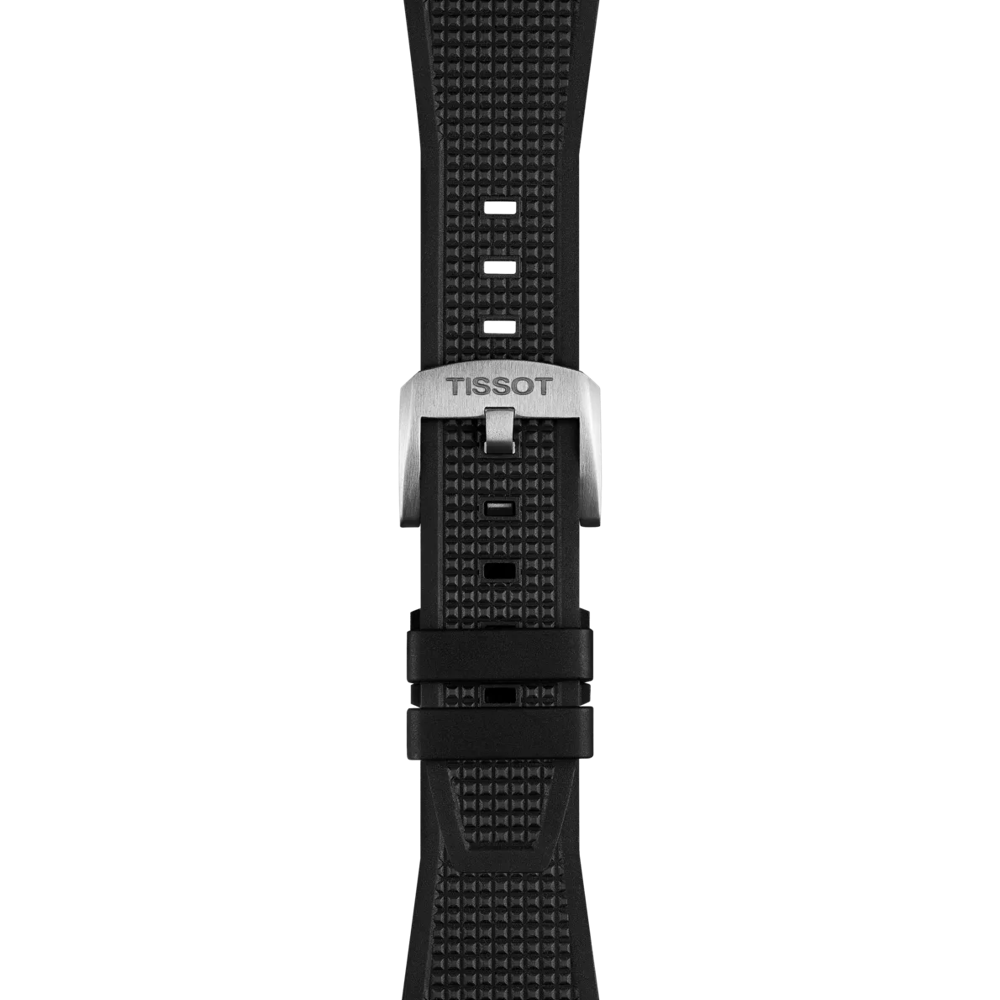 RELOJ TISSOT PRX, CUARZO, ESFERA NEGRA, FAJA DE CAUCHO NEGRA, FECHA, 40 MM