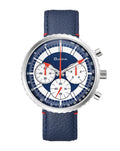 RELOJ BULOVA CHRONOGRAPH C, CUARZO, ESFERA AZUL, BRAZALETE DE CUERO AZUL, CRONOGRAFO, 46 MM