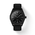 RELOJ TISSOT PR100 SOLAR, ESFERA NEGRA, BRAZALETE DE CUERO NEGRO, FECHA, 39 MM