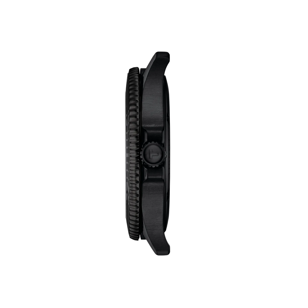 RELOJ TISSOT SEASTAR 1000, CUARZO, ESFERA NEGRA, BRAZALETE DE ACERO PVD, FECHA, 40 MM