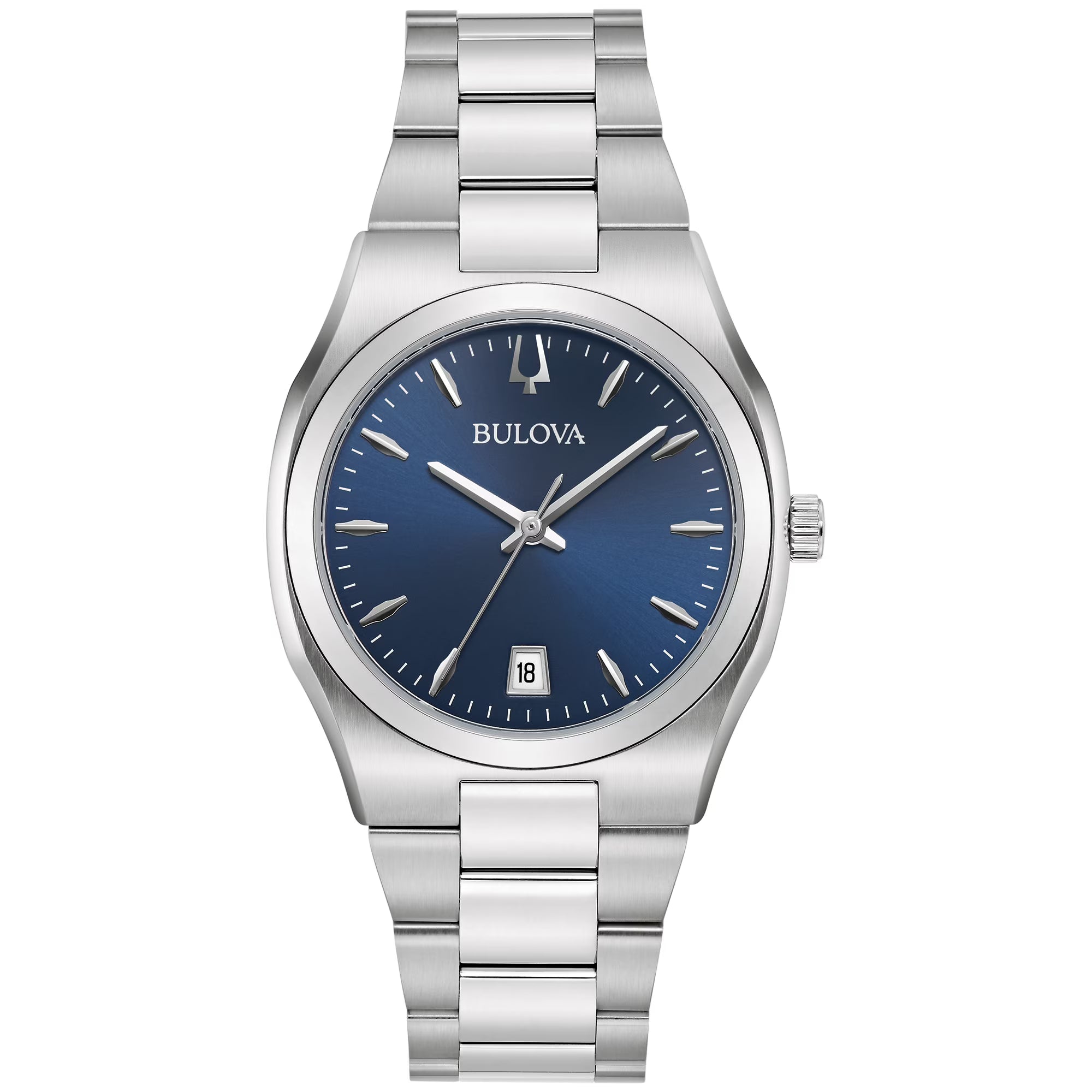 RELOJ BULOVA SURVEYOR, ESFERA AZUL, BRAZALETE DE ACERO, FECHA, 34 MM