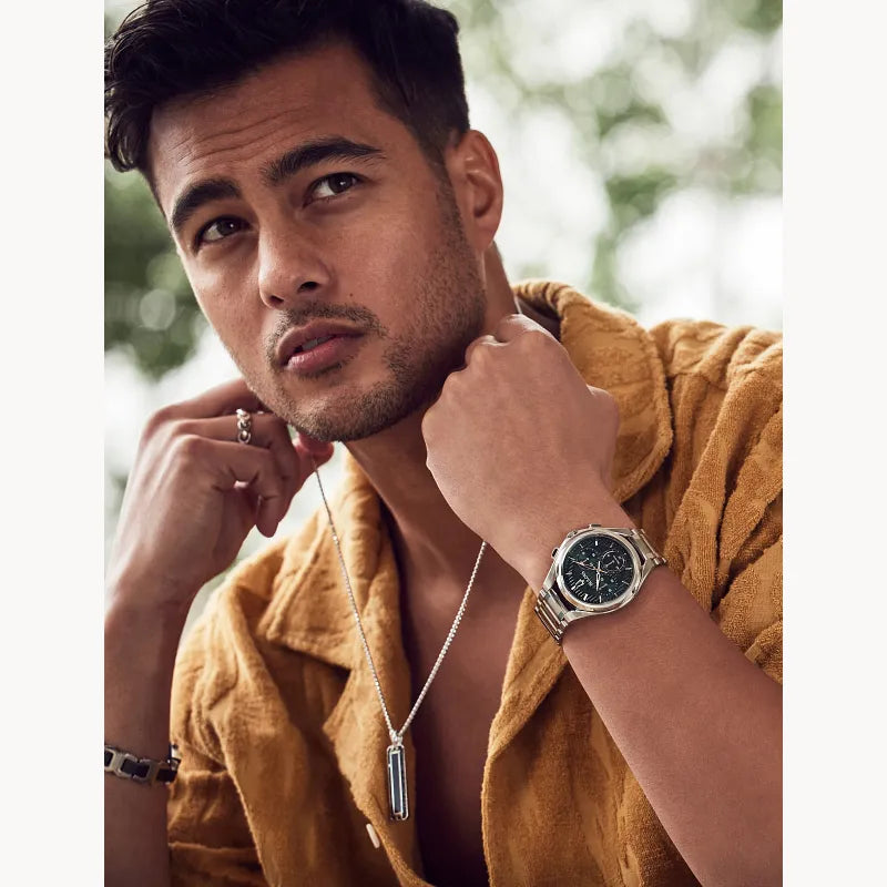 RELOJ BULOVA CURV, CUARZO, ESFERA VERDE, BRAZALETE DE ACERO, CRONOGRAFO, 44 MM