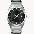 RELOJ BULOVA CLASSIC, CUARZO, ESFERA NEGRA, BRAZALETE DE ACERO, FECHA, 38 MM