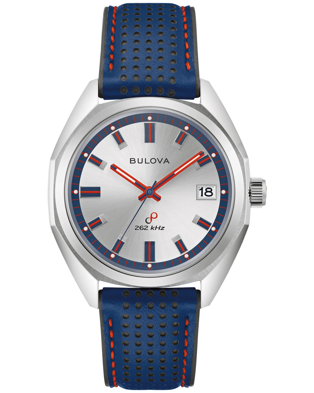 RELOJ BULOVA JET STAR, CUARZO, ESFERA PLATEADA, BRAZALETE DE ACERO, FECHA, 40 MM