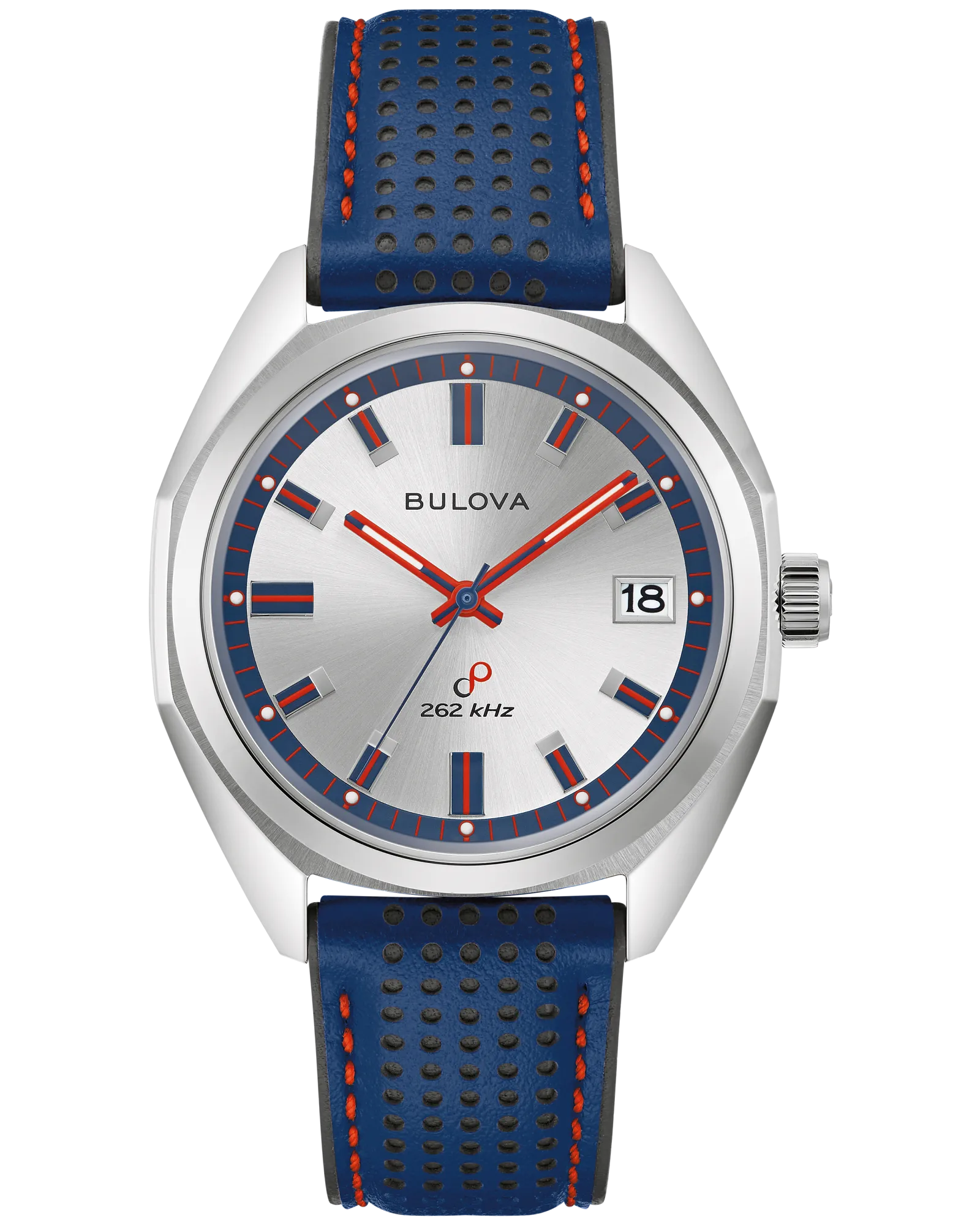 RELOJ BULOVA JET STAR, CUARZO, ESFERA PLATEADA, BRAZALETE DE ACERO, FECHA, 40 MM