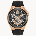 RELOJ BULOVA MAQUINA, AUTOMATICO, ESFERA NEGRA, BRAZALETE DE CAUCHO NEGRO, 46 MM