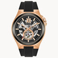 RELOJ BULOVA MAQUINA, AUTOMATICO, ESFERA NEGRA, BRAZALETE DE CAUCHO NEGRO, 46 MM