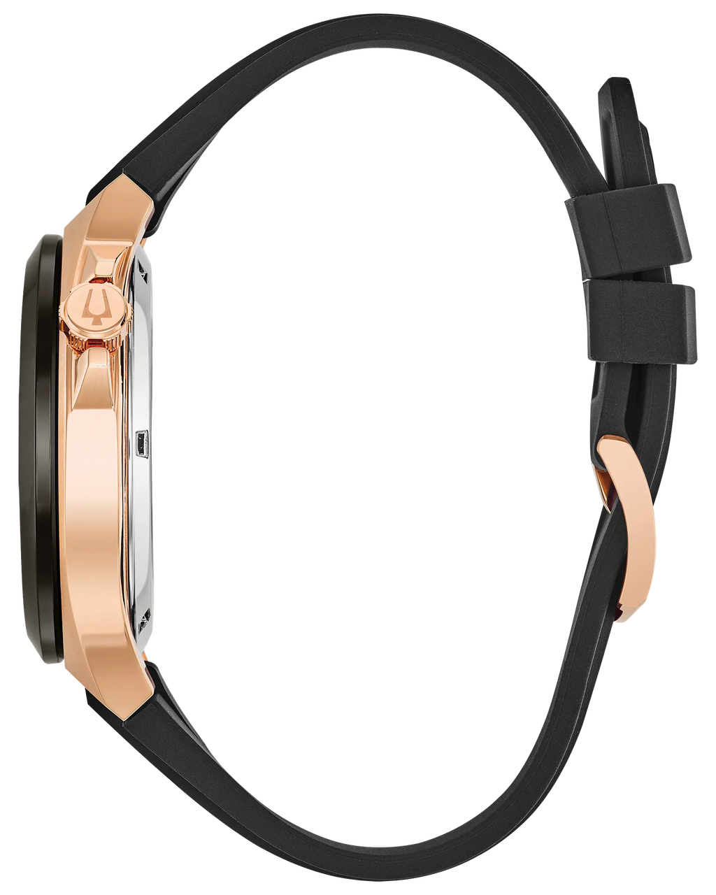 RELOJ BULOVA MAQUINA, AUTOMATICO, ESFERA NEGRA, BRAZALETE DE CAUCHO NEGRO, 46 MM