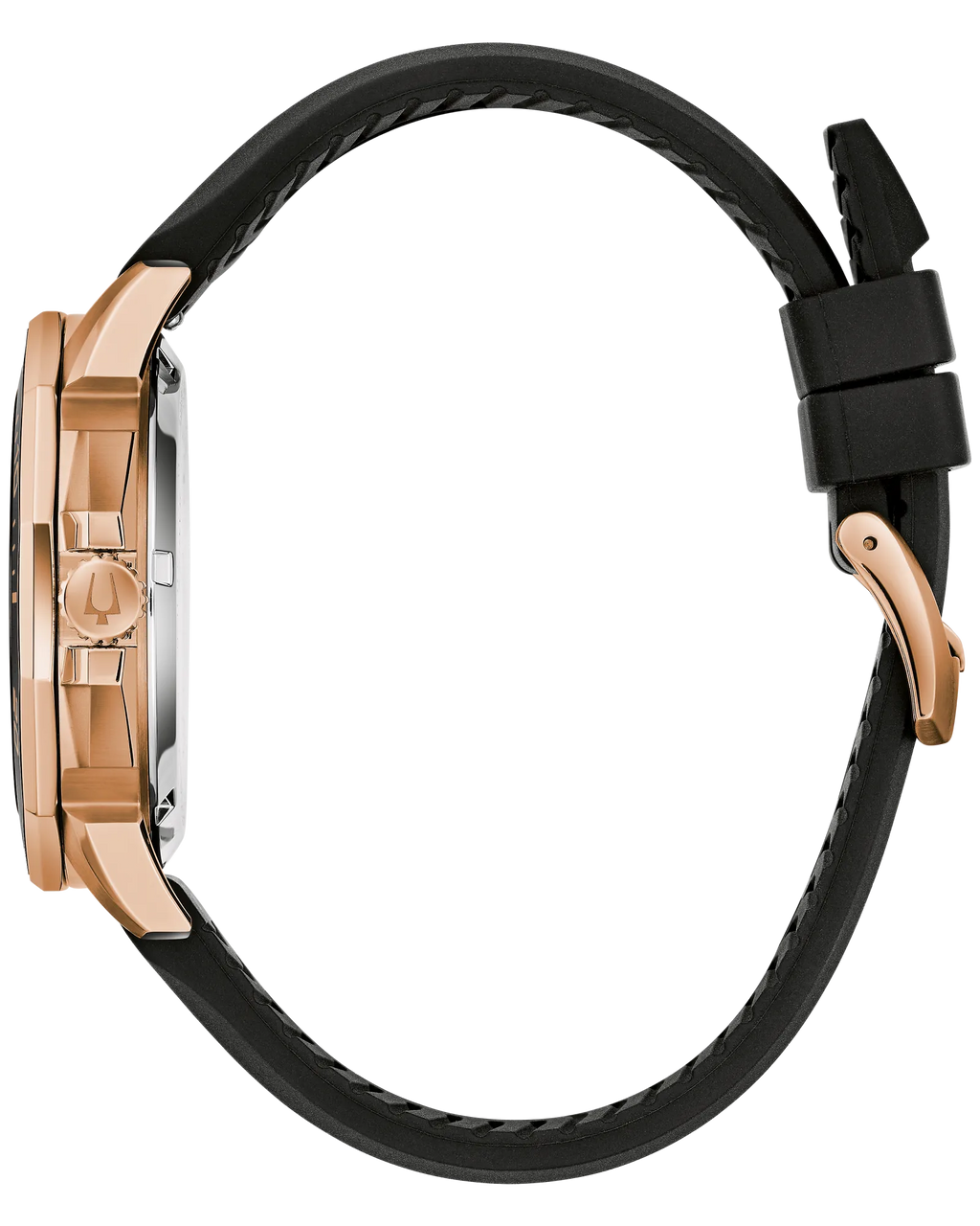 RELOJ BULOVA MARINE STAR, CUARZO, ESFERA MARRON, BRAZALETE DE CAUCHO NEGRO, FECHA, 43 MM